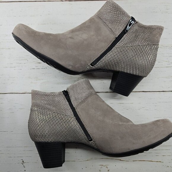 Mephisto Michaela Boots Womens‎ 9 Casual Ankle Bootie Taupe Leather Bucksoft Zip - Picture 3 of 13